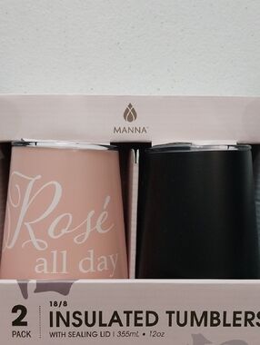 Manna Pink and Black Insulated Tumblers - 2 Pack